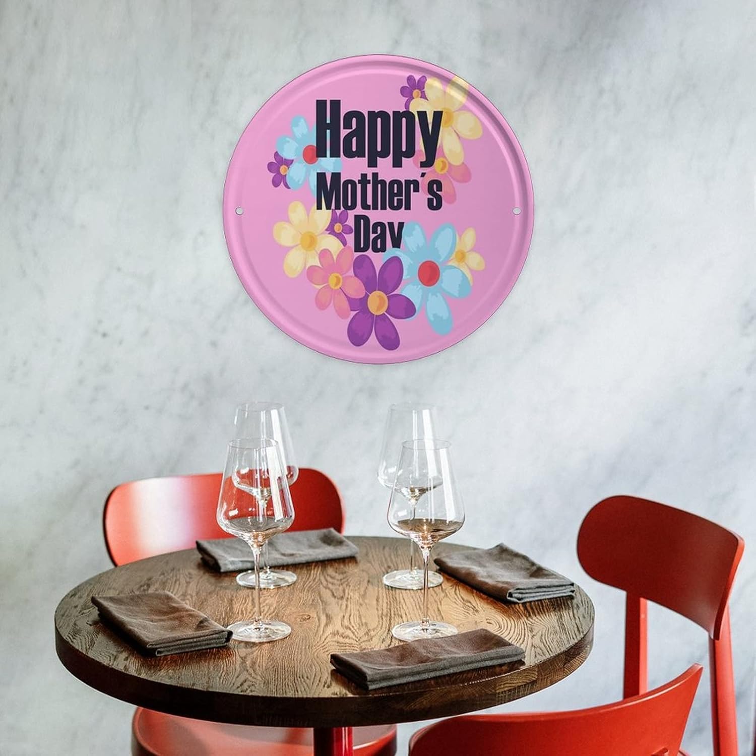 Cartel de metal con texto en inglés Happy Mother’S Day (Happy Mother’S Day de Stranger Things), decoración de pared, 6 x 6 pulgadas, cocina, puerta,