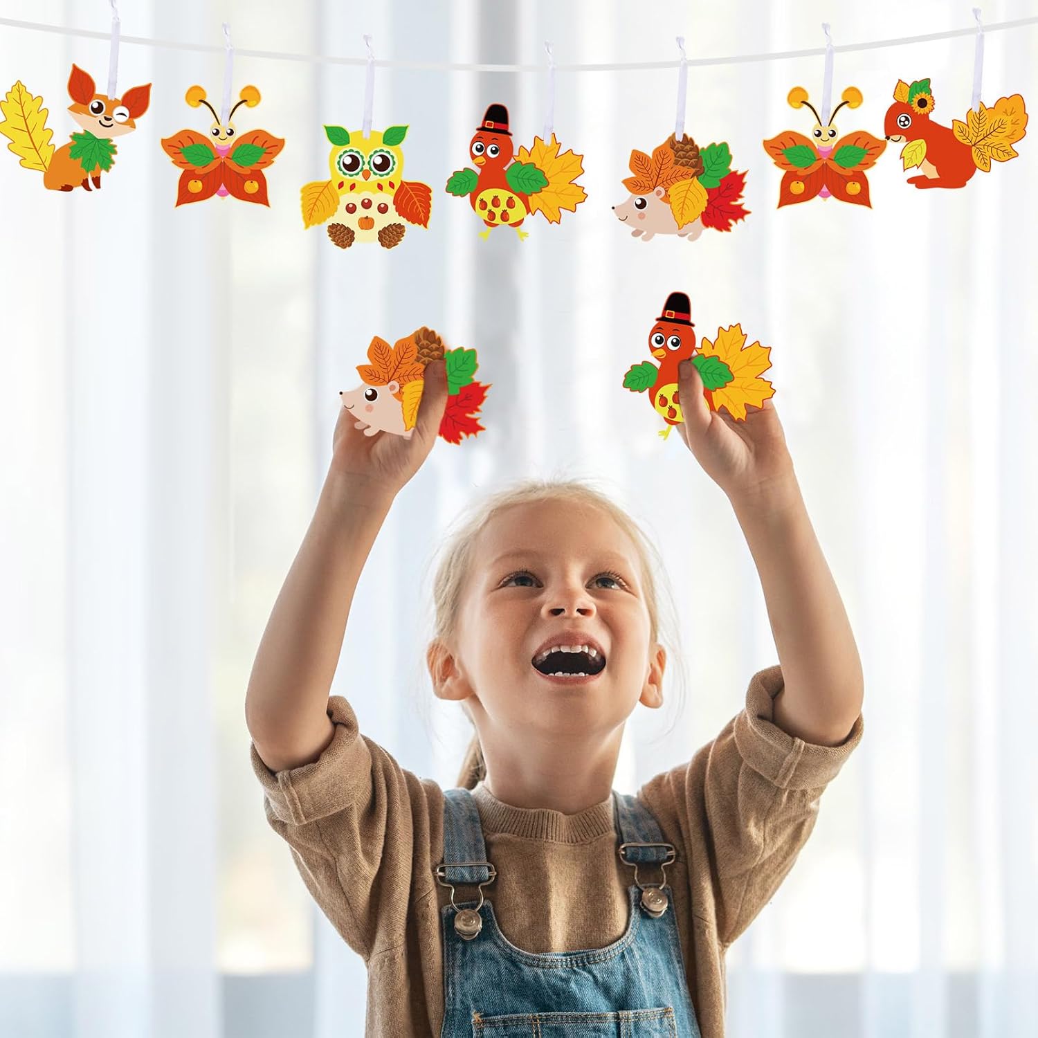 Kits de manualidades de otoño para niños, lindos animales, pavo, otoño, búho, manualidades, hojas de arce, manualidades de Acción de Gracias, a
