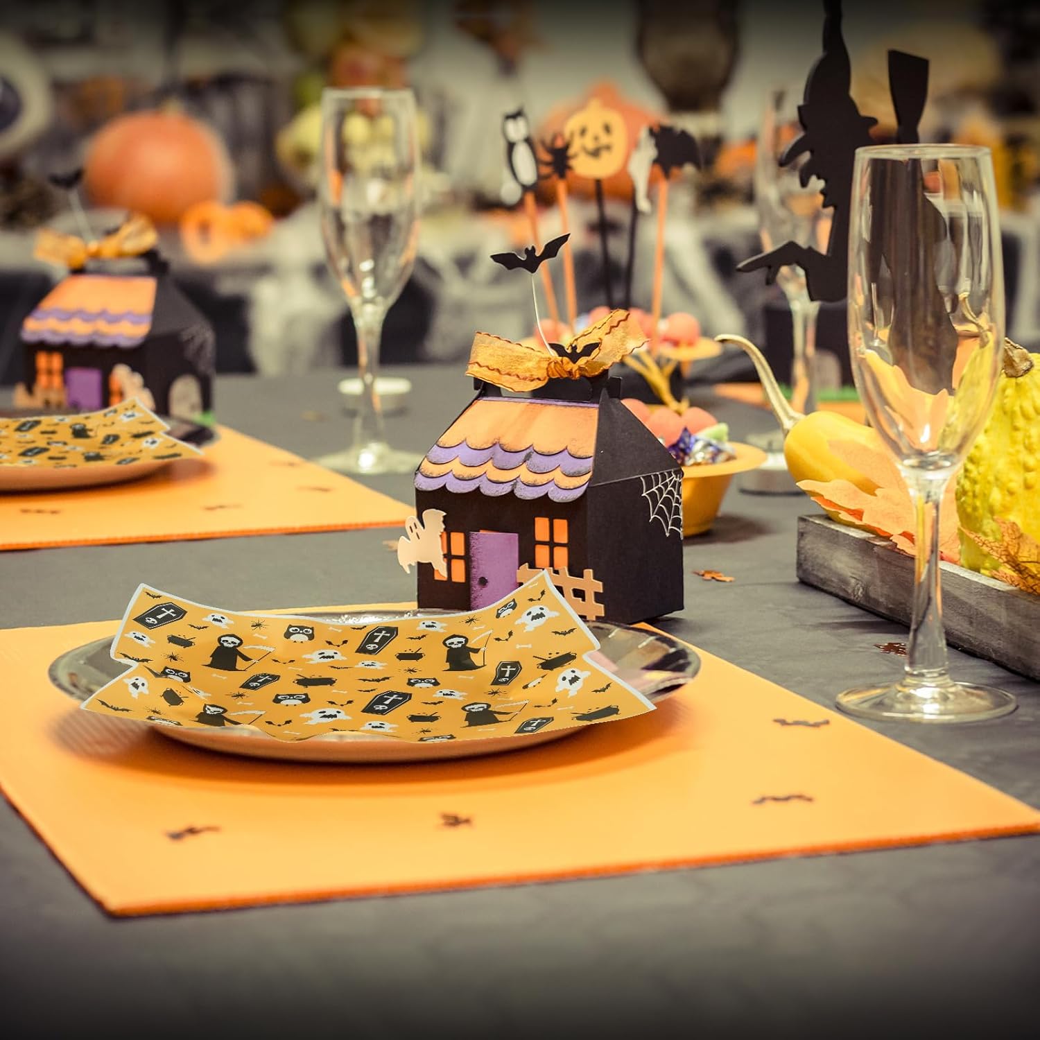 PLULON 200 hojas de papel encerado de Halloween para alimentos, papel de envoltura de sándwich, envolturas de picnic, forro de calabaza, fantasma,
