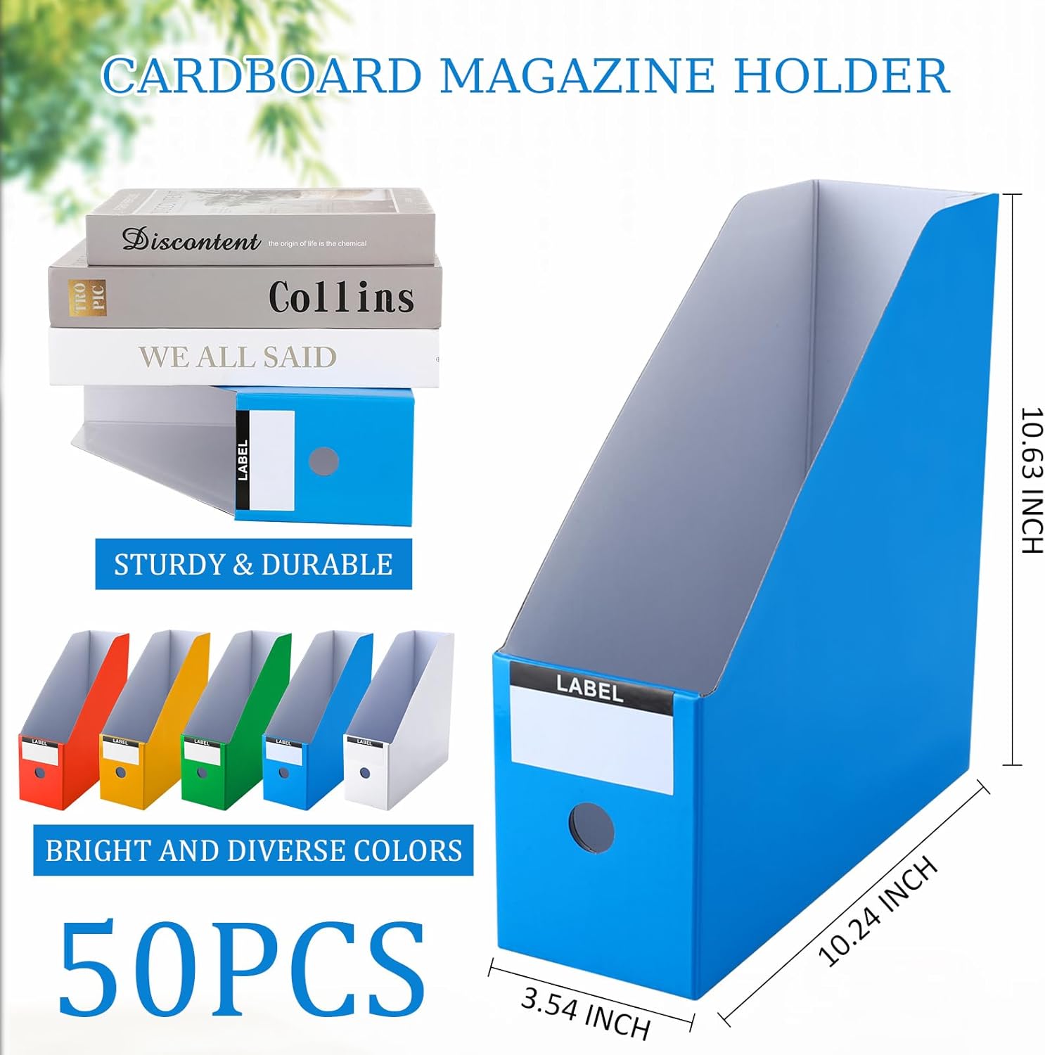 50 piezas de cartón para revistas, archivador de revistas, caja de almacenamiento de documentos, organizador de archivos de revistas con 50