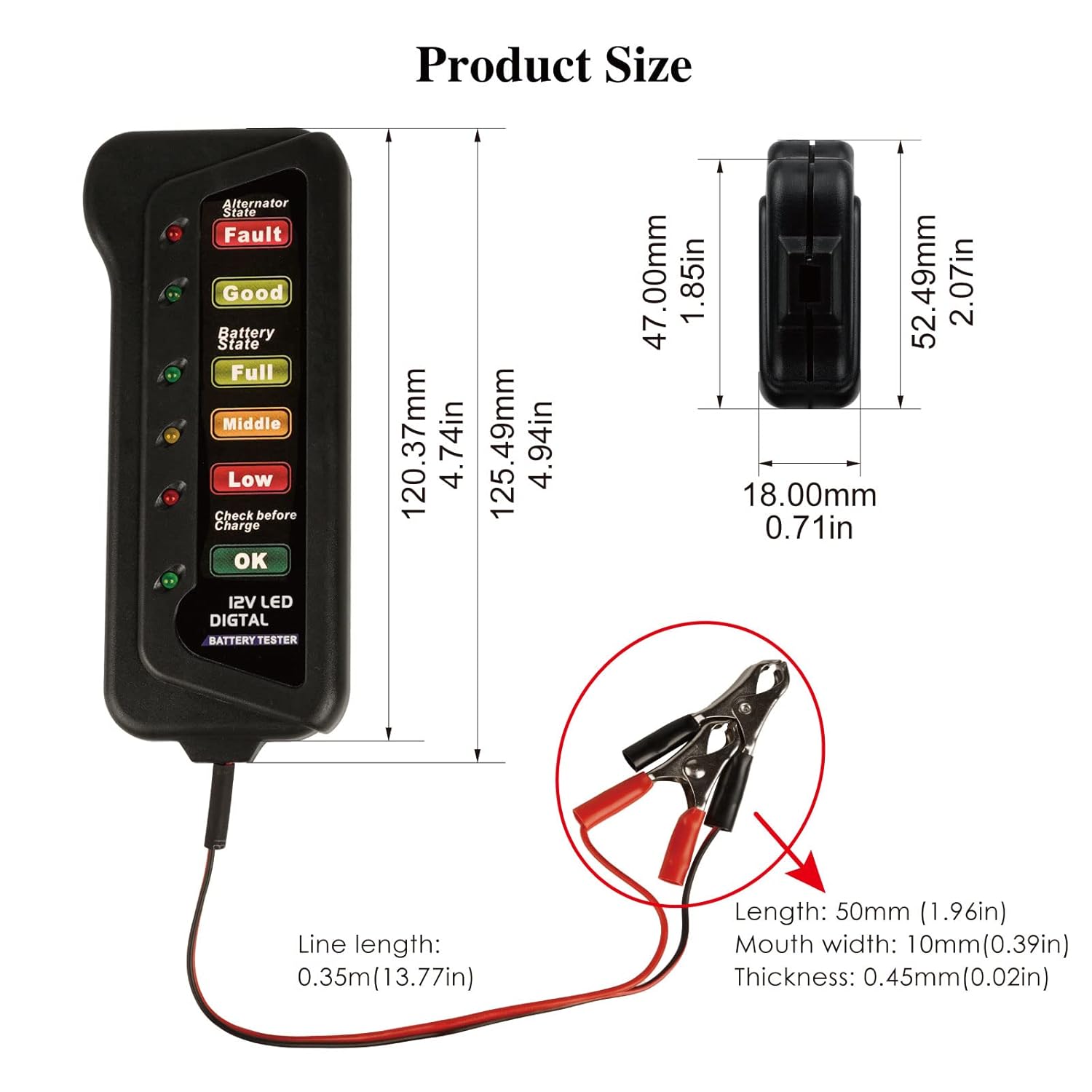 NInE-ROnG Probador de batería Indicador de capacidad de batería Trabajo 6 indicadores para Rv Carrito de Golf Cortacésped Bicicleta Eléctrica