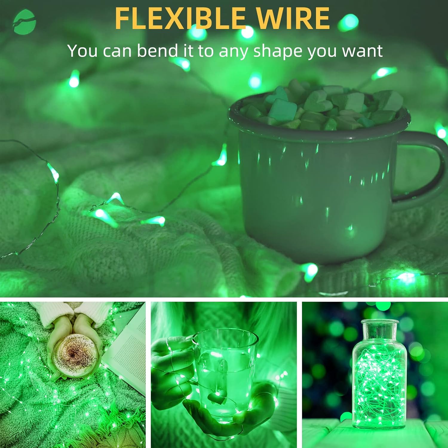 Paquete de 20 luces de hadas a pilas, 20 LED en alambre de cobre plateado de 6.6 pies, luces de hadas de luciérnaga para bodas, fiestas, tarros,