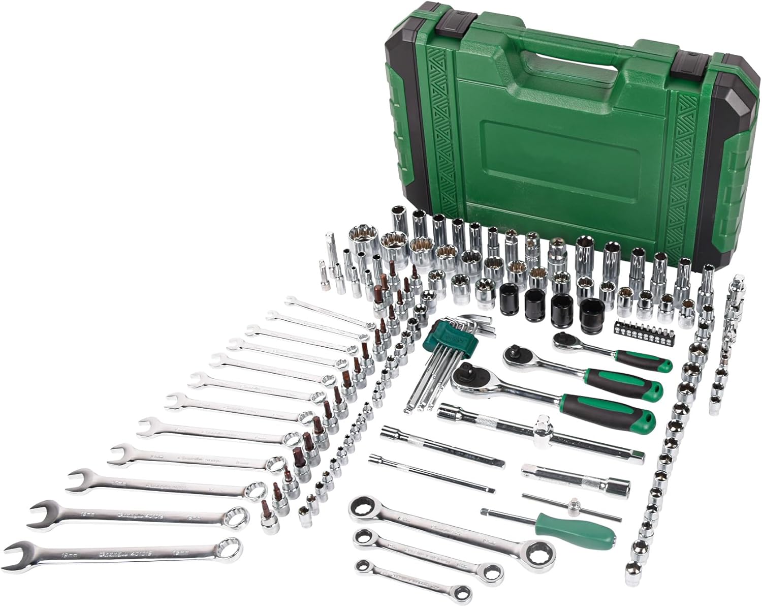 Juego de herramientas de 151 piezas de zócalo y accionamiento de 12″ 14″ 38″ Kit de herramientas mecánicas Juego de llaves de zócalo de unidad