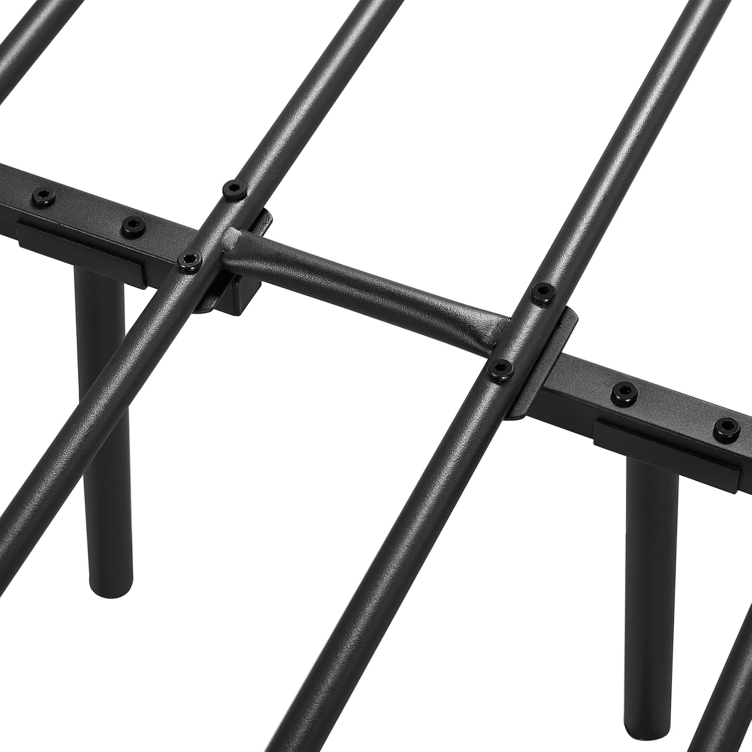 Topeakmart Marco de cama de metal completo con cabecera y estribo vintage, marco de cama de metal resistente de 13 pulgadas con almacenamiento,