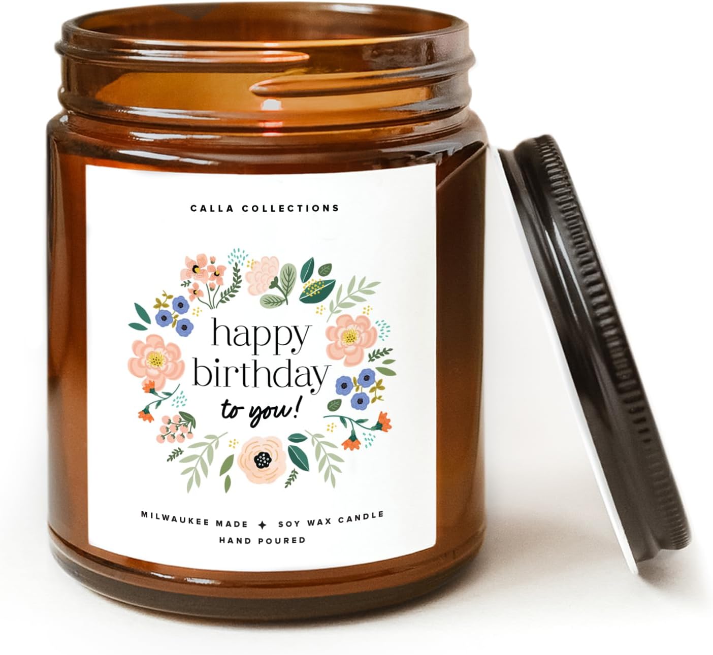 Vela de feliz cumpleaños para mujer, vela floral para amigas únicas, mamá, hija, decoración de cumpleaños, aroma a lavanda hecho a mano, 100% cera