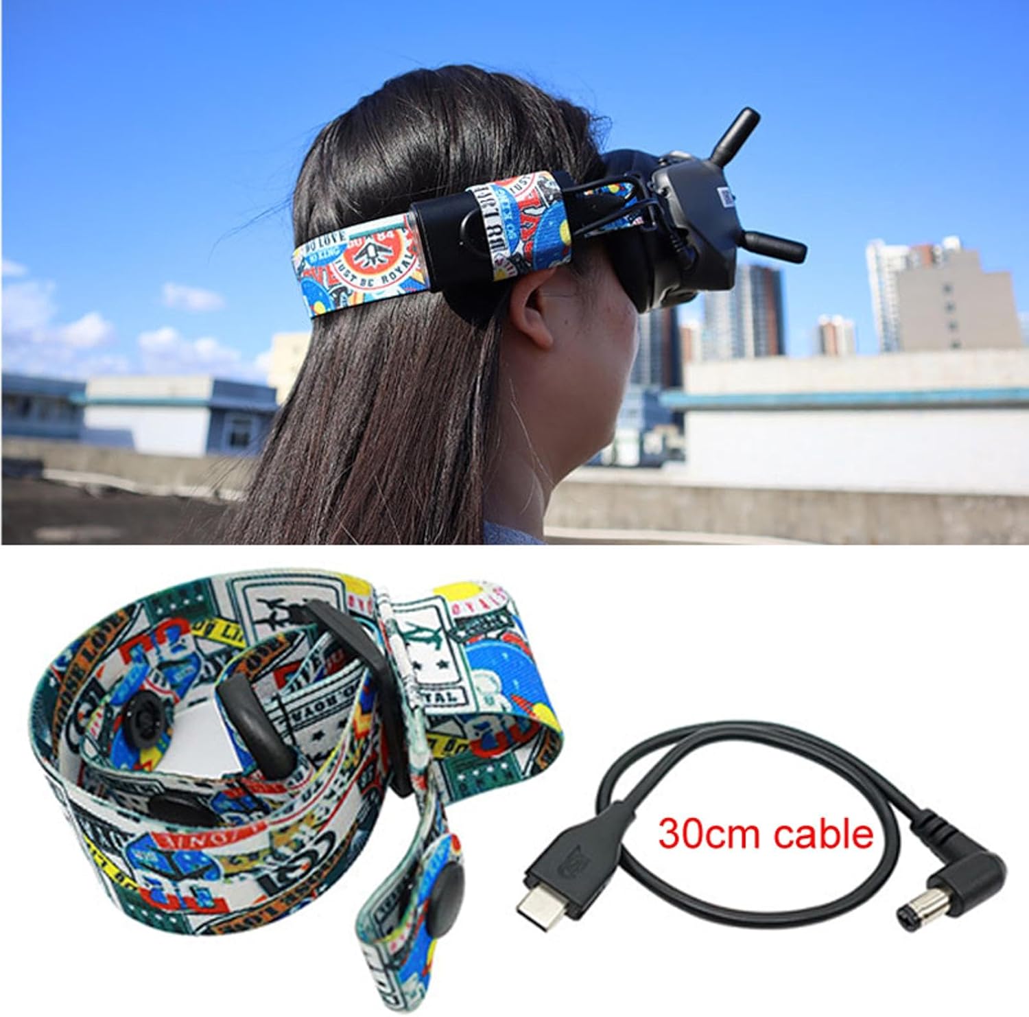ZEZEFUFU Correa de cabeza ajustable para DJI FPV gafas V2 accesorios graffiti colorido diadema correa fija
