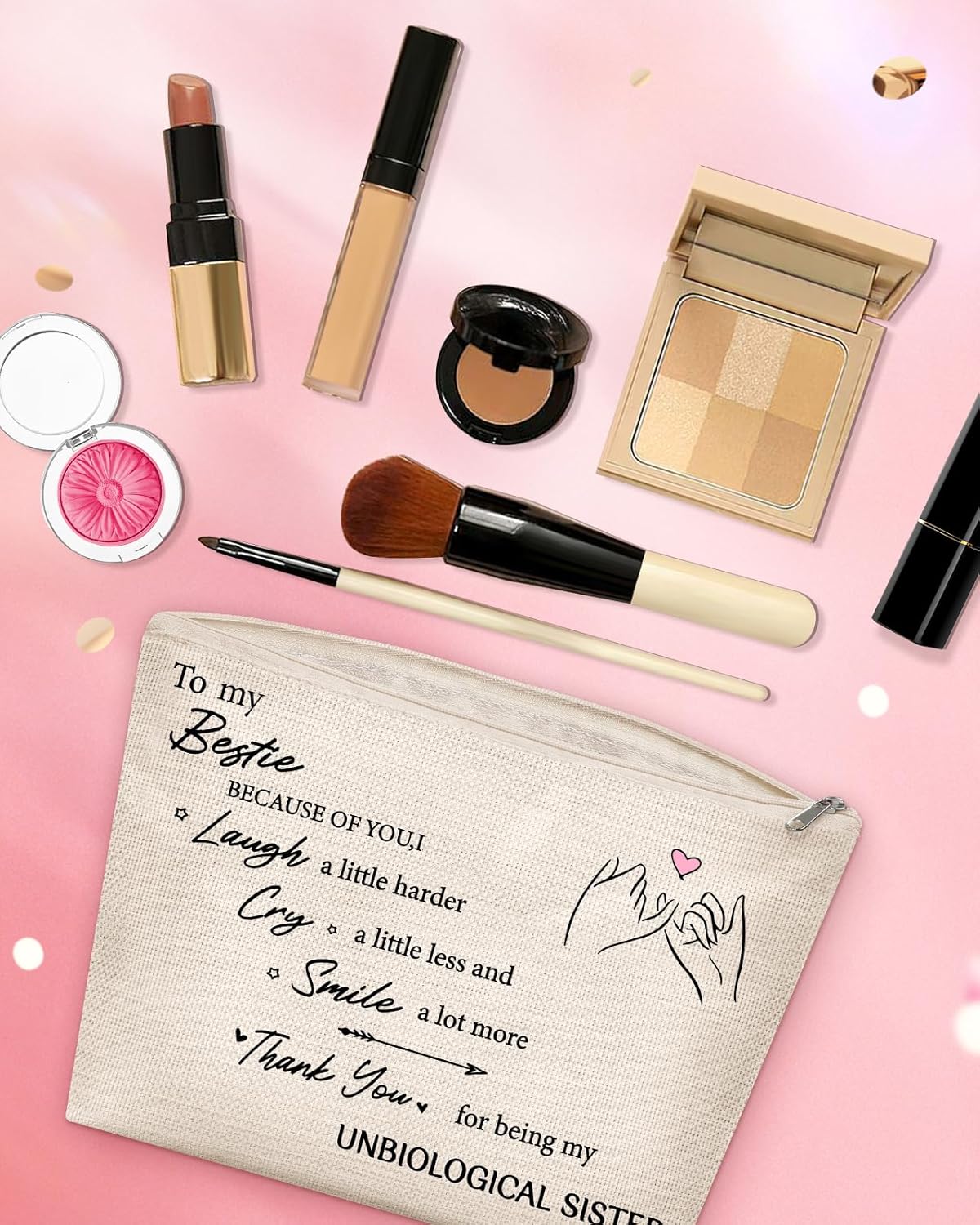 Bolsa organizadora de maquillaje, hecha a mano, ideal para mujeres, mejores amigas, hermanas, recuerdos de viaje, cumpleaños, San Valentín, Pascua,