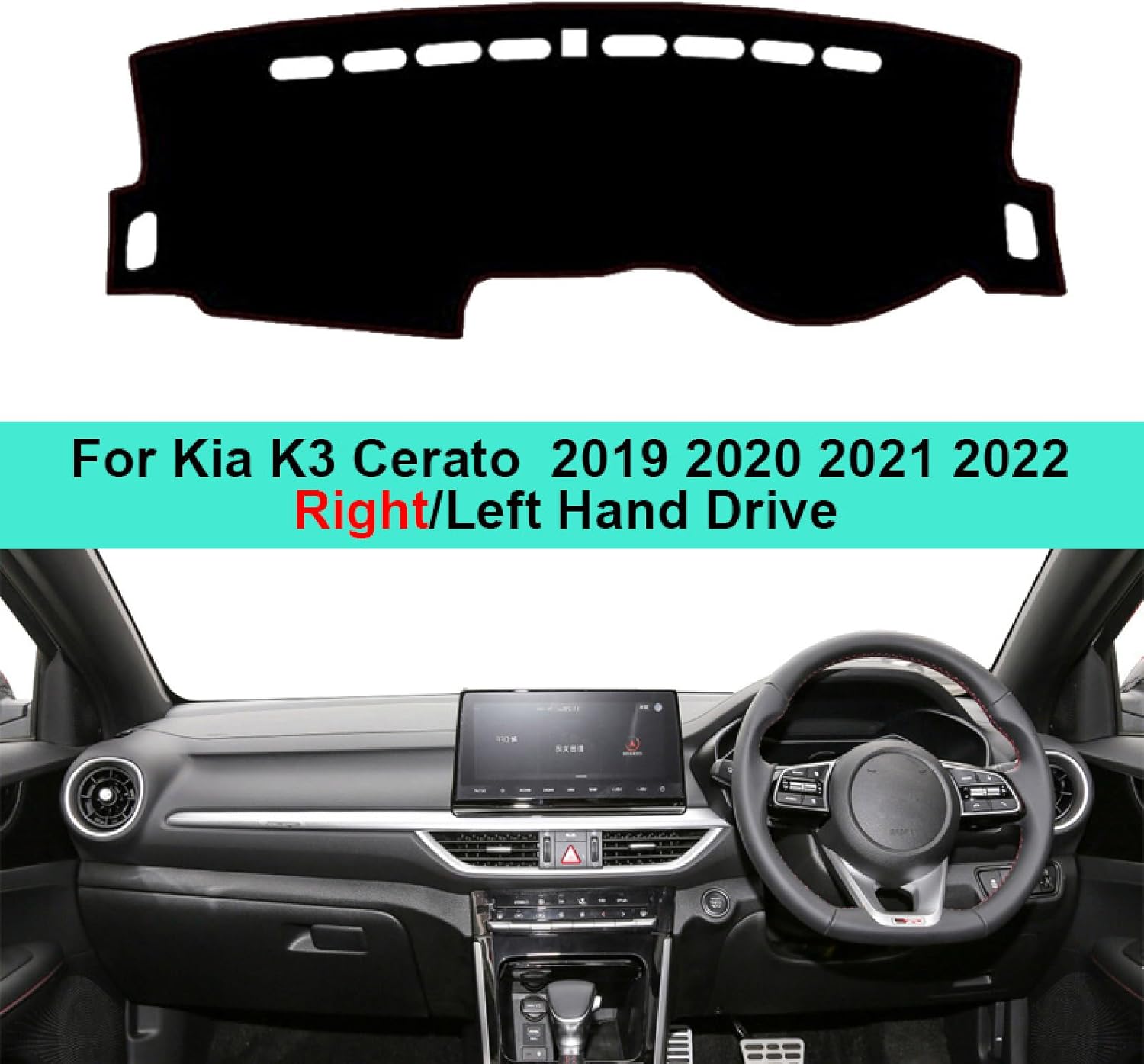 Para Kia K3 Cerato 2019-2022, cubierta de tablero de automóvil, alfombra LHD RHD RHD Dash Mat Cojín Anti-sol Parasol