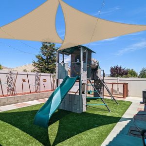 Coarbor Toldo cuadrado tipo vela triangular equilátero de 7 x 7 x 7 pies, resistente al sol, resistente al sol, grado comercial para patio al aire Coarbor Toldo cuadrado tipo vela triangular equilátero de 7 x 7 x 7 pies, resistente al sol, resistente al sol, grado comercial para patio al aire