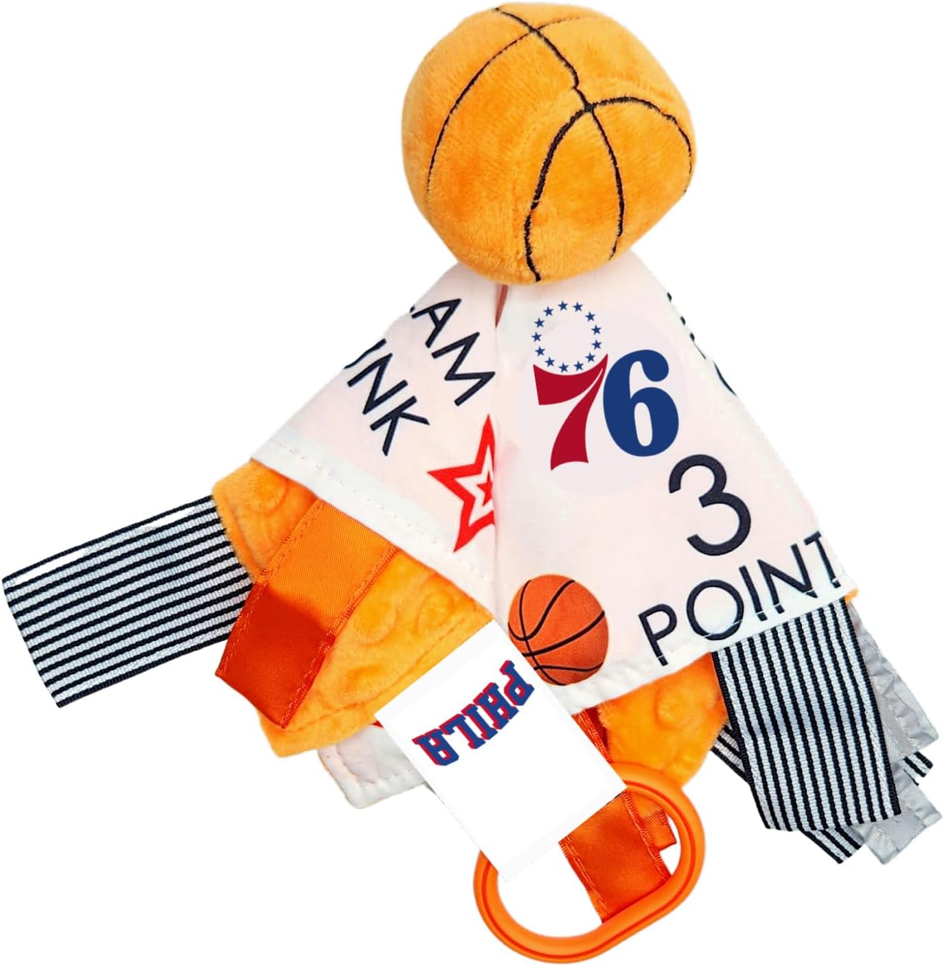Philadelphia 76ers – Juguete de etiqueta para bebé, baloncesto de la NBA, juguetes sensoriales arrugados para bebés, suave y seguro, juguete ideal