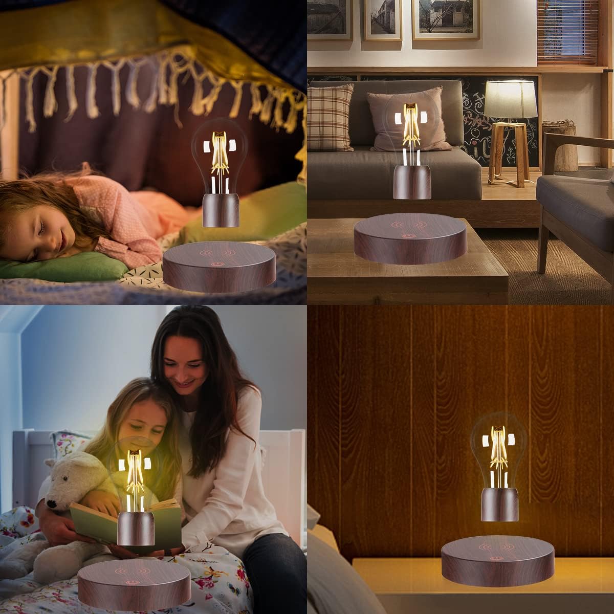 UVEHAS Bombilla de levitación magnética, lámpara LED de levitación magnética con control táctil, bombilla giratoria flotante, luces nocturnas,