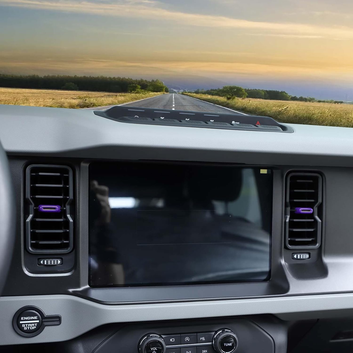 RT-TCZ Cubierta de ventilación para consola central, ajuste de aire acondicionado, accesorios interiores para Ford Bronco 2021 2022 2023, morado