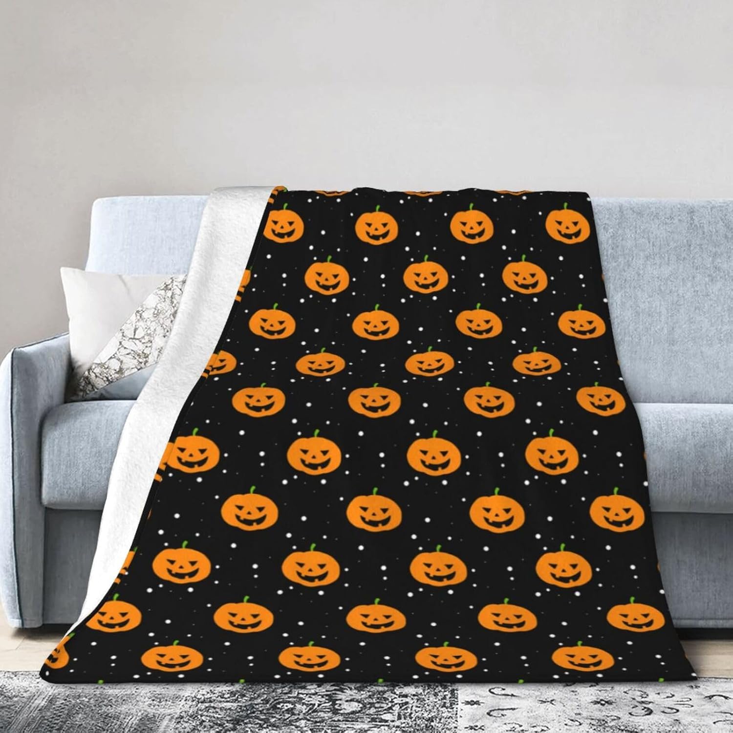 Manta de microforro polar ultrasuave para Halloween, ligera, mullida y cálida, manta de franela de Halloween para sofá, cama, sala de estar, 50 x 40