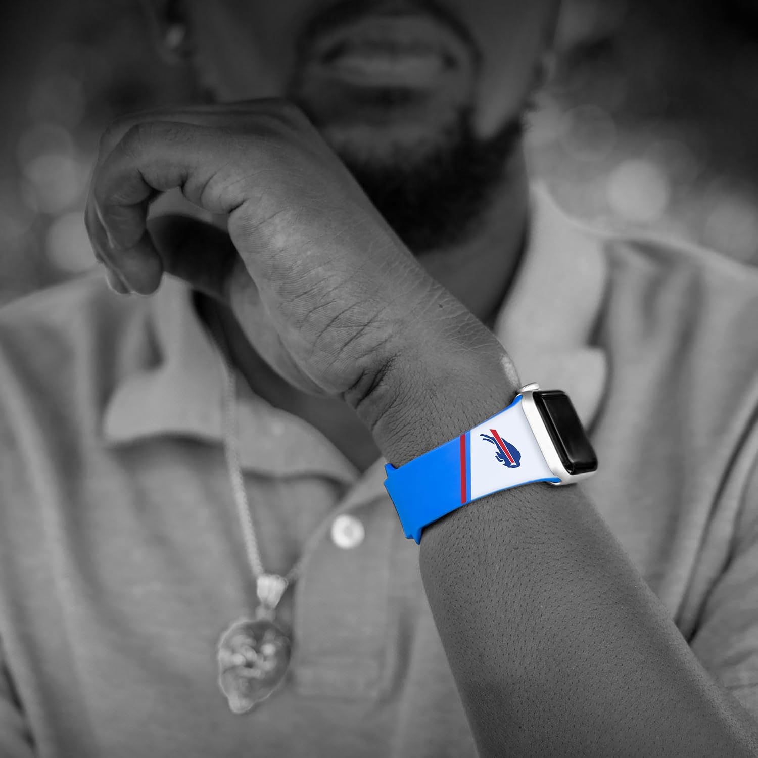 Game Time Buffalo Bills – Correa de reloj HD Champion Series compatible con Apple Watch