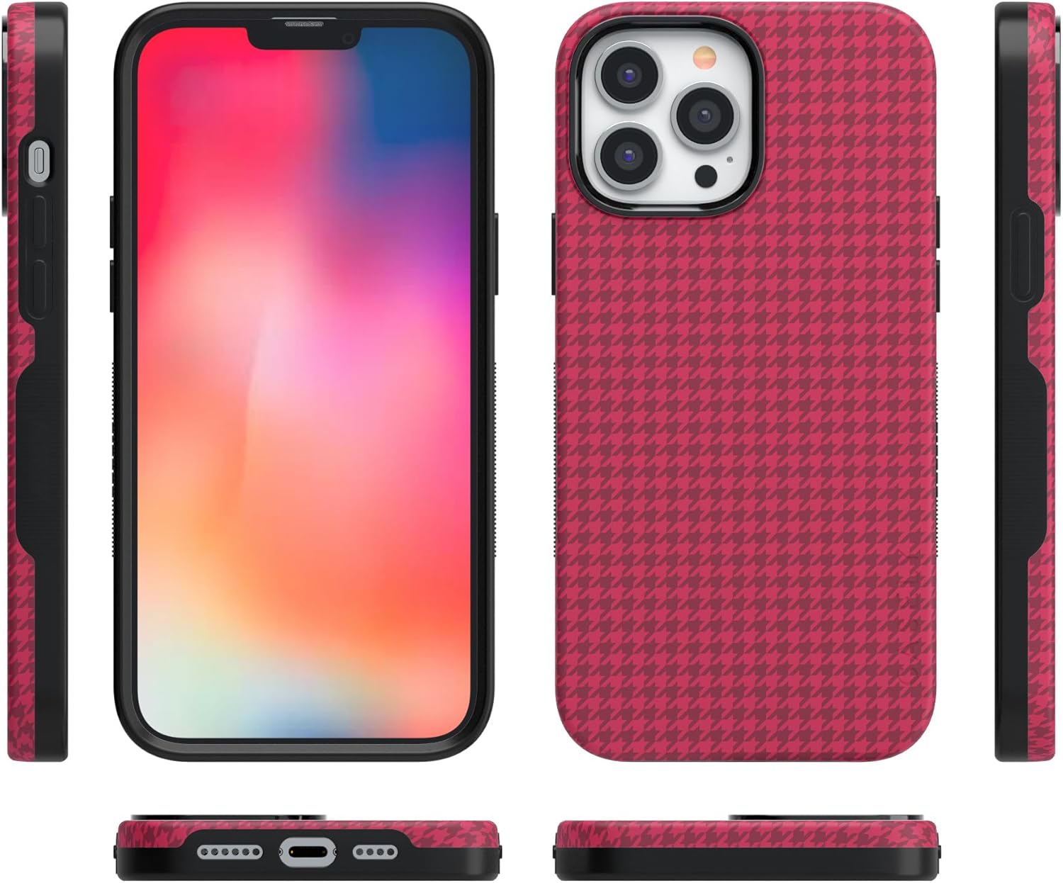 Casely Funda para iPhone 13 Pro Max  Compatible con MagSafe  Mejor vestido  Funda rosa de pata de gallo compatible con iPhone 13 Pro Max