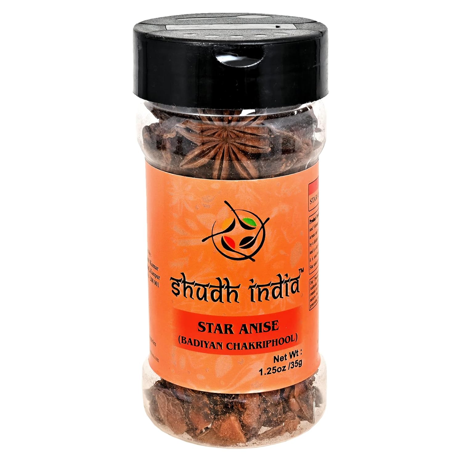 Shudh India Semillas de anís estrellado, vainas enteras (Badian Khatai) Tarro de PET de especias  Todo natural  Apto para gluten  Sin OMG  Vegano