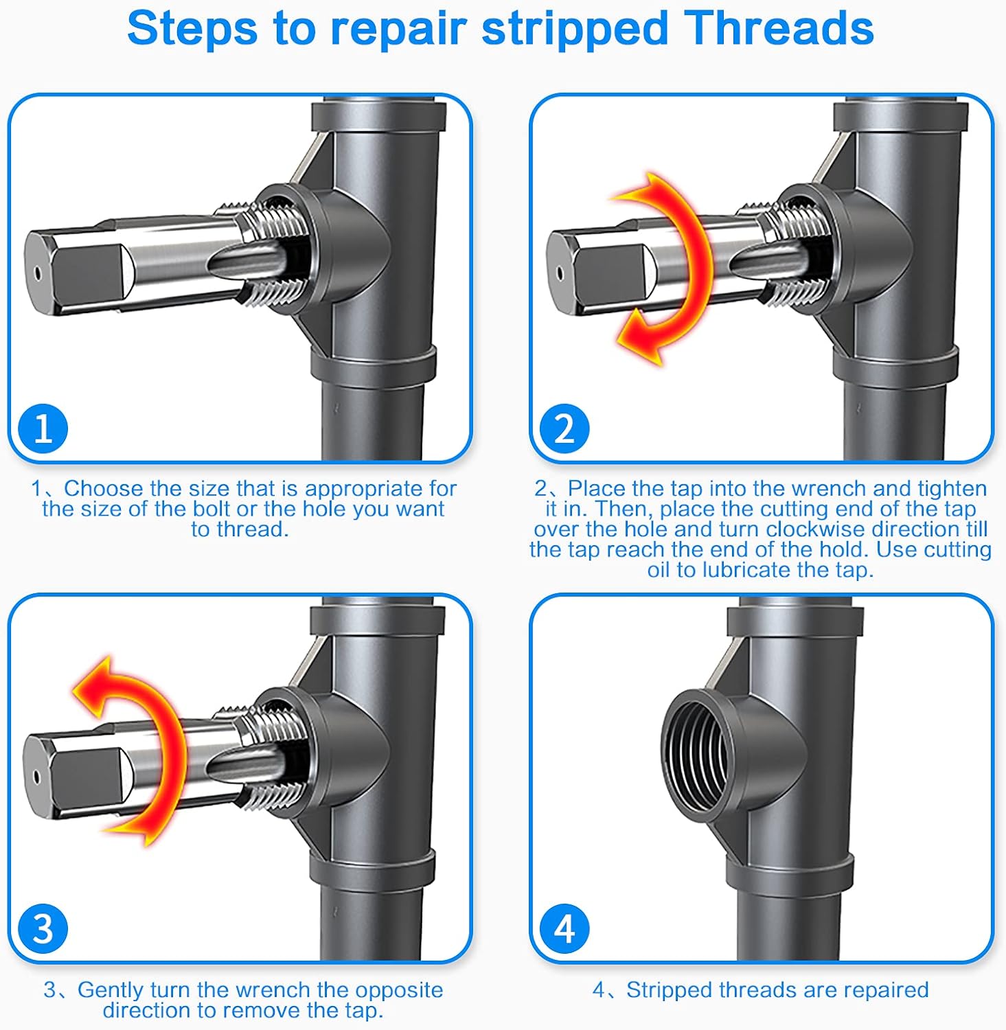 5-Piece NPT Pipe Tap Set, 18″, 14″, 38″, 12″, 34″  NPT Tap Set Carbon Steel Hand Threading Plumbing Tap Set for Accurate Threads, Assorted Plumbers
