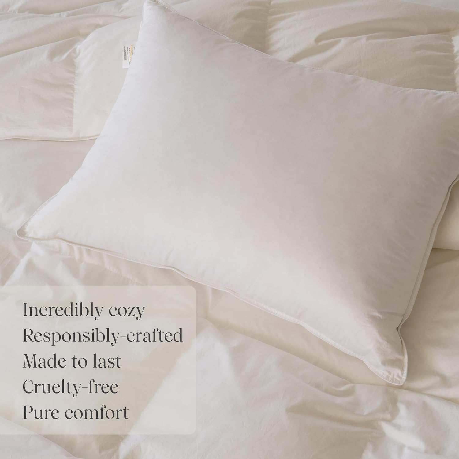 Double Stitch by Bedsure Paquete de edredón y almohadas de plumón blanco de lujo de Estados Unidos, esenciales blancos de primera calidad,