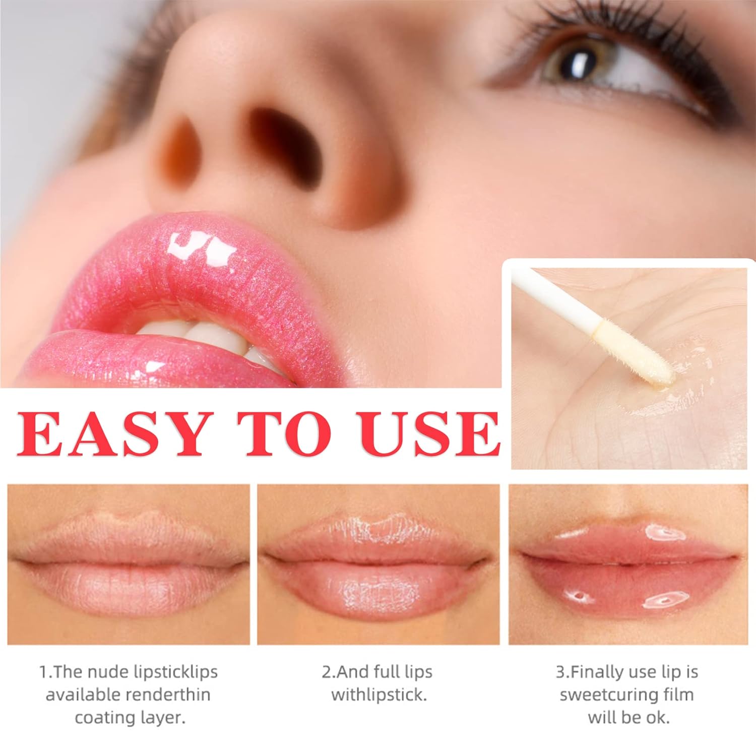 2P Lip Plumper Gloss, Hidratante Lip Plumping Lip Gloss, Productos nutritivos para el cuidado de los labios, para reducir líneas finas y suavizar