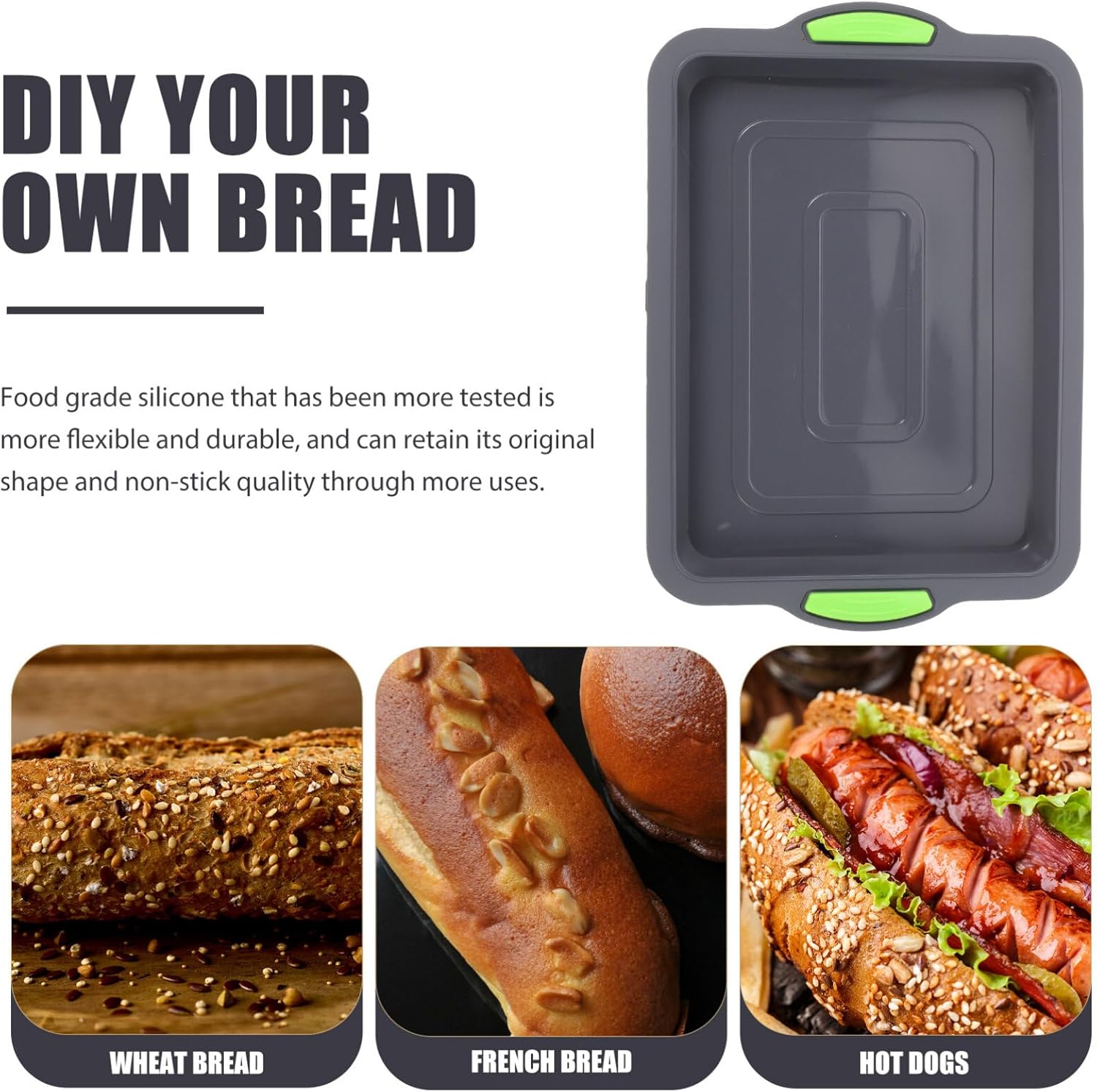 BESTonZON Moldes de silicona para hornear, bandeja para brownies, molde rectangular para tartas, moldes de silicona antiadherentes, bandejas para