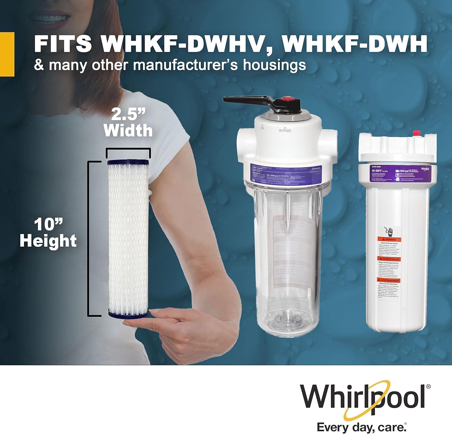 Whirlpool Filtros de agua plisados para toda la casa WHKF-WHPL, caja completa de 24 filtros, filtración de 30 micrones con certificación NSF que