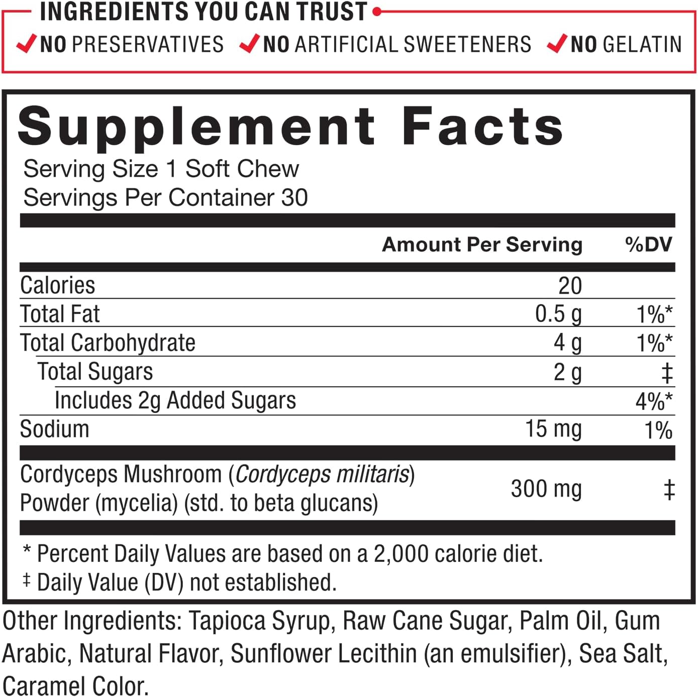 FORCE FACTOR Modern Mushrooms Soft Chews, suplemento de hongos Cordyceps para apoyar el alivio del estrés, la energía y la vitalidad, suplemento