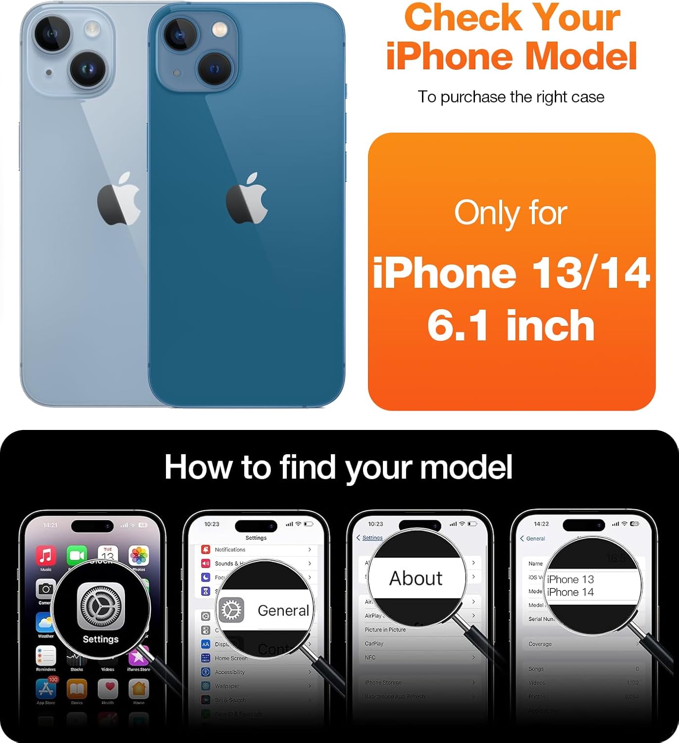 TORRAS Funda magnética UPRO Ostand para iPhone 14iPhone 13 de 6.1 pulgadas, compatible con MagSafe parte trasera dura mate con borde de silicona