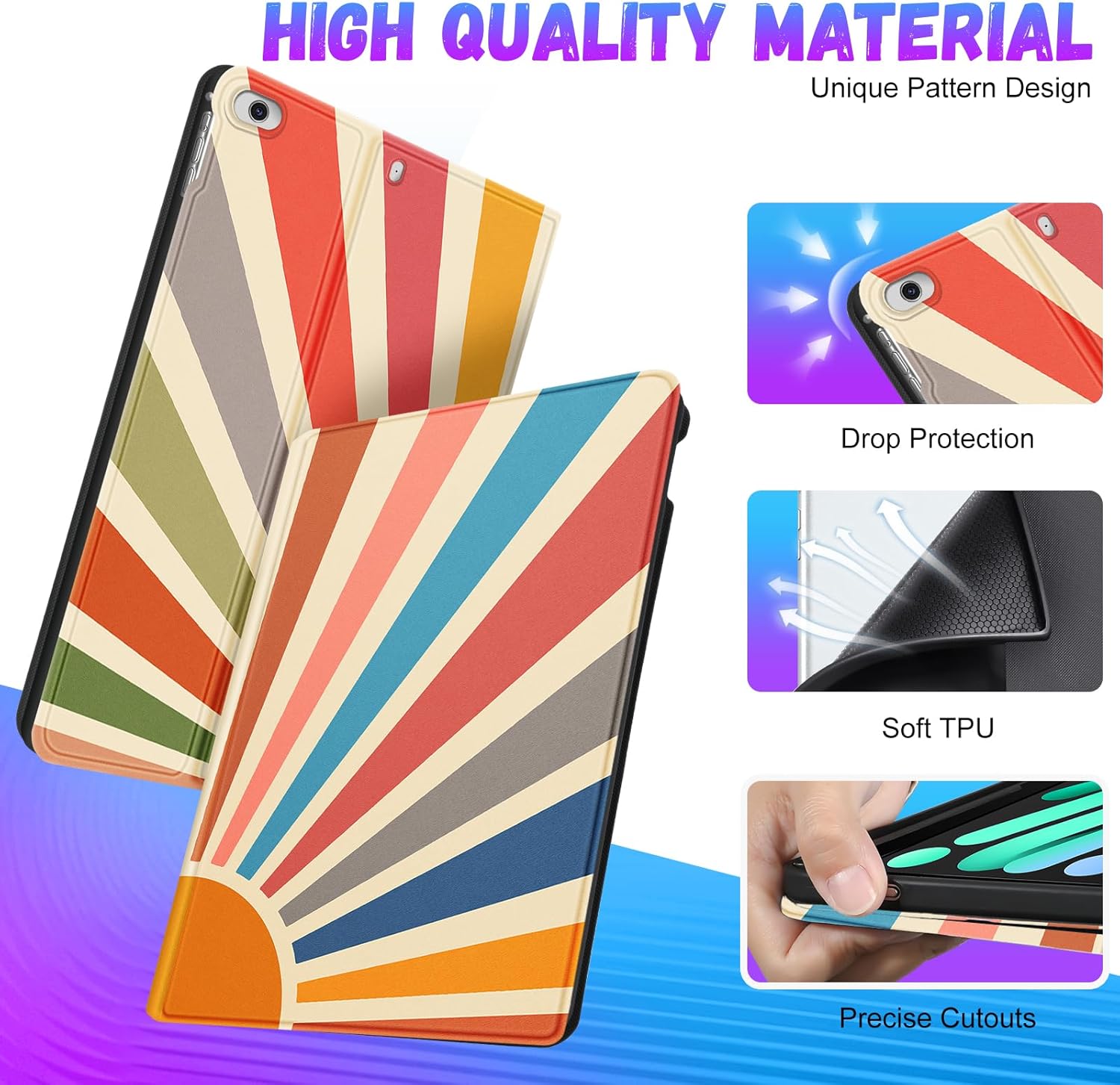 Funda para Apple iPad Mini 54321, para iPad Mini 54321 Generación para niños, lindo folio de dibujos animados para mujeres, niñas, adolescentes,