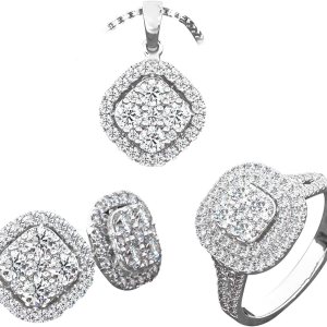 Juego completo de 3 piezas de joyas de diamantes para mujer, collares de circón de lujo, aretes, anillos, joyería de moda, regalos para damas, Juego completo de 3 piezas de joyas de diamantes para mujer, collares de circón de lujo, aretes, anillos, joyería de moda, regalos para damas,
