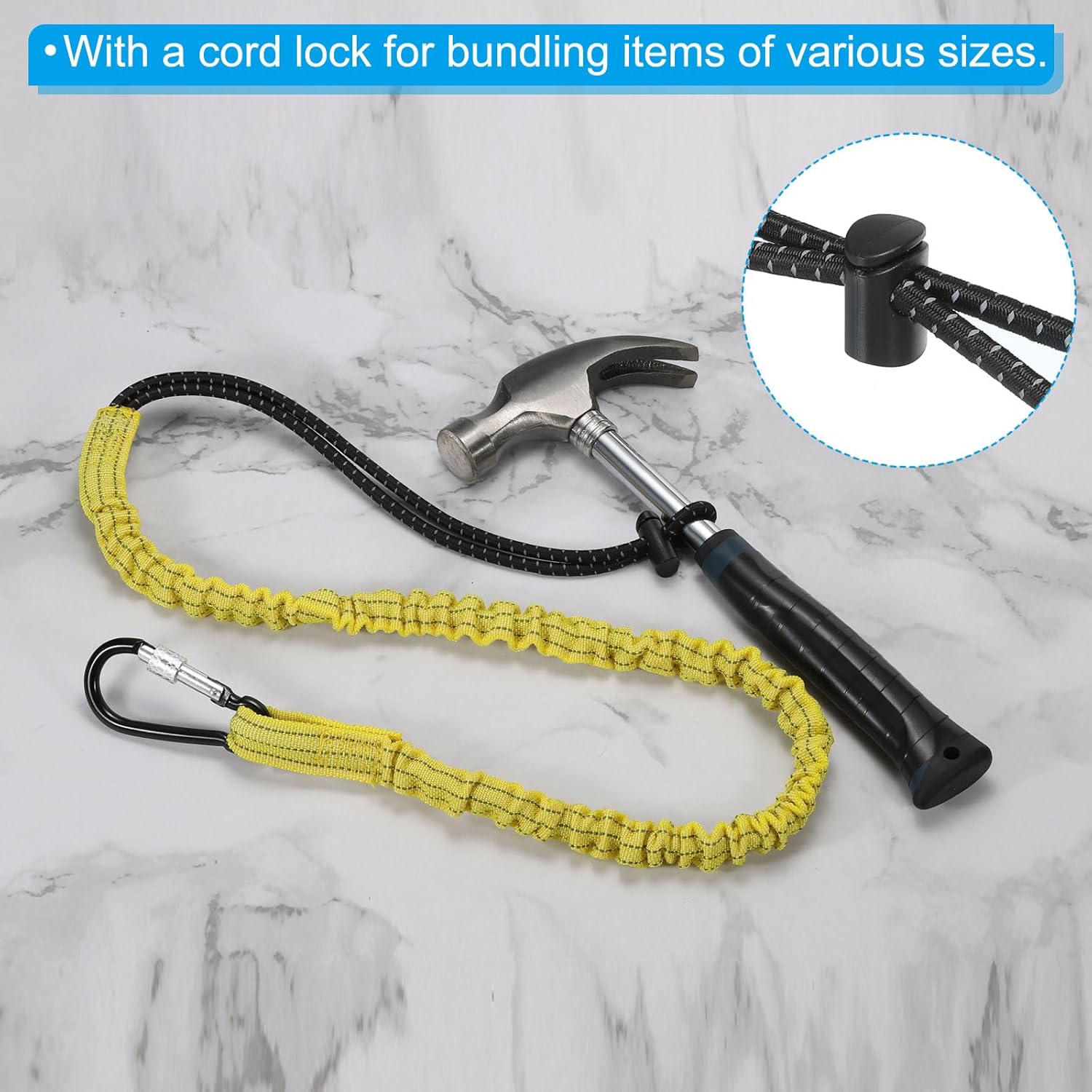PATIKIL Cordón para herramientas con gancho a presión, paquete de 2 correas de seguridad de 35 pulgadas para protección contra caídas, amarillo