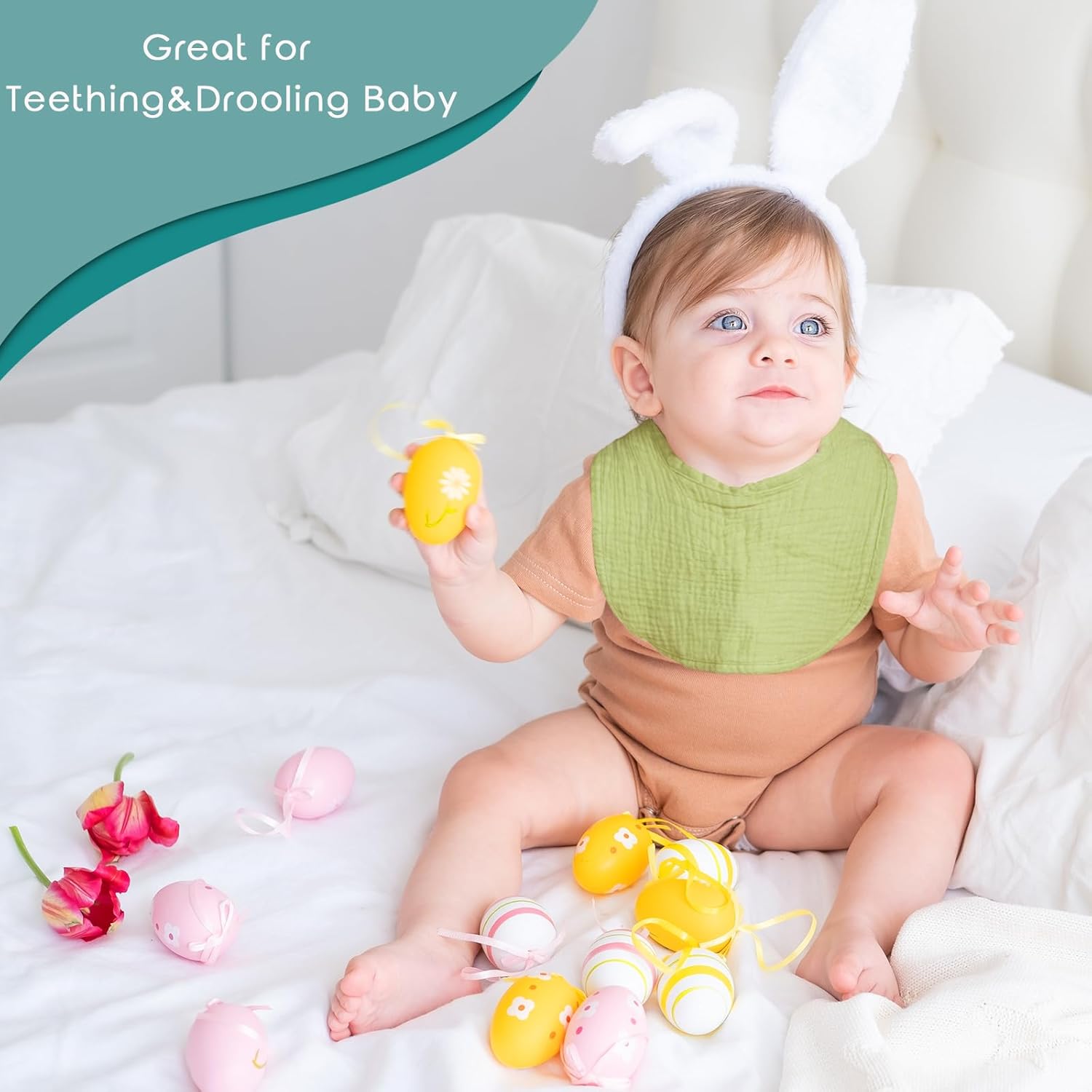 Dormlony Baberos de muselina ultra suaves, elegantes y absorbentes, unisex, paquete de 6 baberos de algodón orgánico para babero y dentición