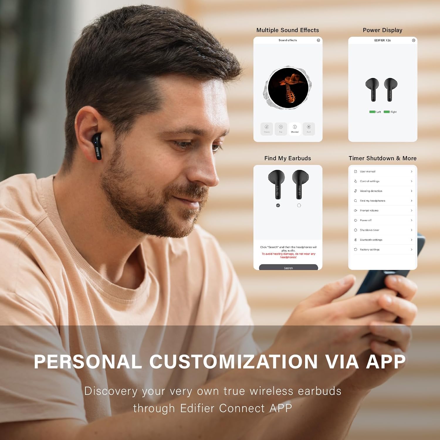 Edifier X2s – Audífonos inalámbricos verdaderos, Bluetooth 5.3, controladores dinámicos de 0.512 in, graves profundos, ligeros, cancelación de ruido