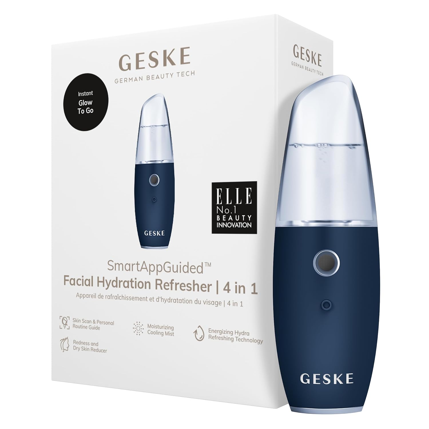 GESKE SmartAppGuided – Refrescante de hidratación facial  4 en 1  Atomizador de agua  Máquina de pulverización hidratante  Rociador facial