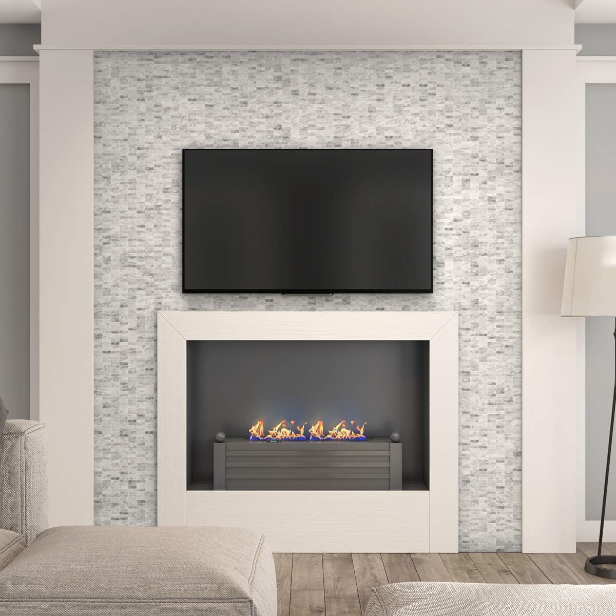 FREEZY – Azulejos de piedra natural atemporales, modernos azulejos de mármol para salpicaduras de cocina, chimenea, pared interior, instalación 3