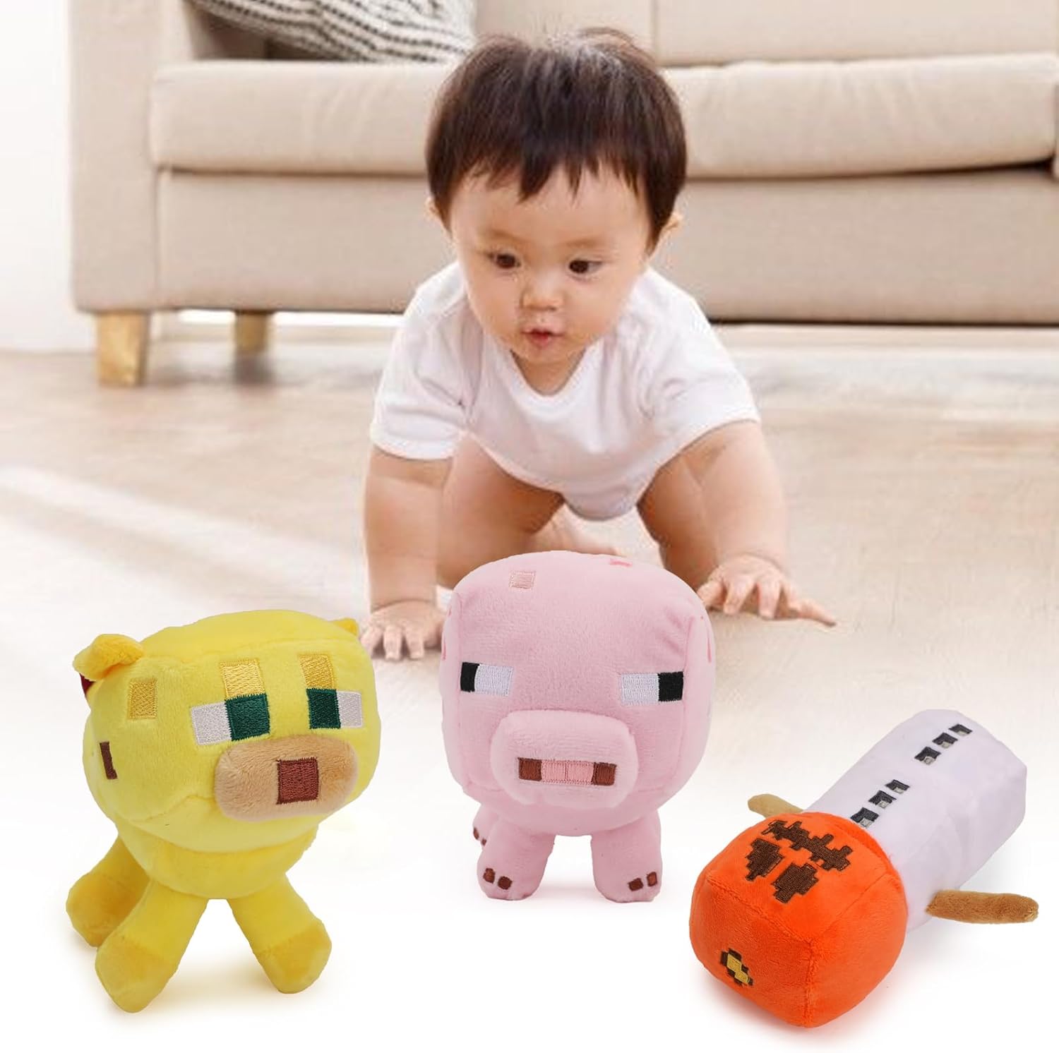 10 juguetes de peluche de enredadera, cerdo bebé, Mooshroom de bebé, gólem de nieve, murciélago, oveja, Enderman, tirador de esqueletos, araña,