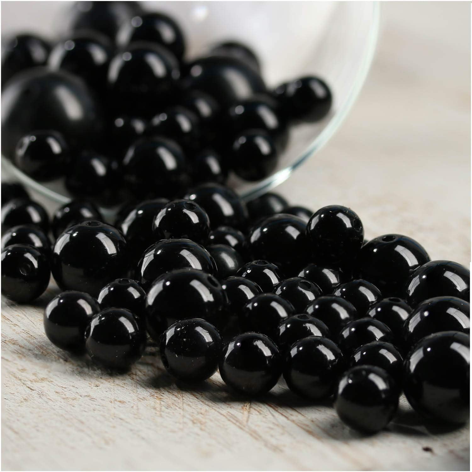 Cuentas de perlas sintéticas negras de varios tamaños para elegantes rellenos de jarrón o dispersión de mesa, cuentas decorativas únicas para bodas,