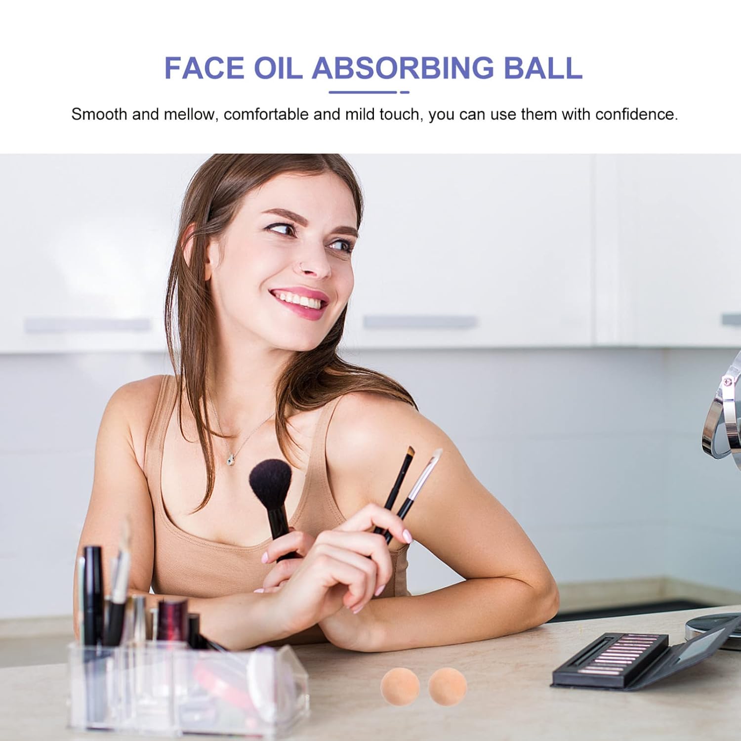 SOLUSTRE Bola de rodillo de piedra volcánica, 4 unidades, bola de piedra volcánica, bola de absorción de aceite facial, bola de reemplazo de aceite