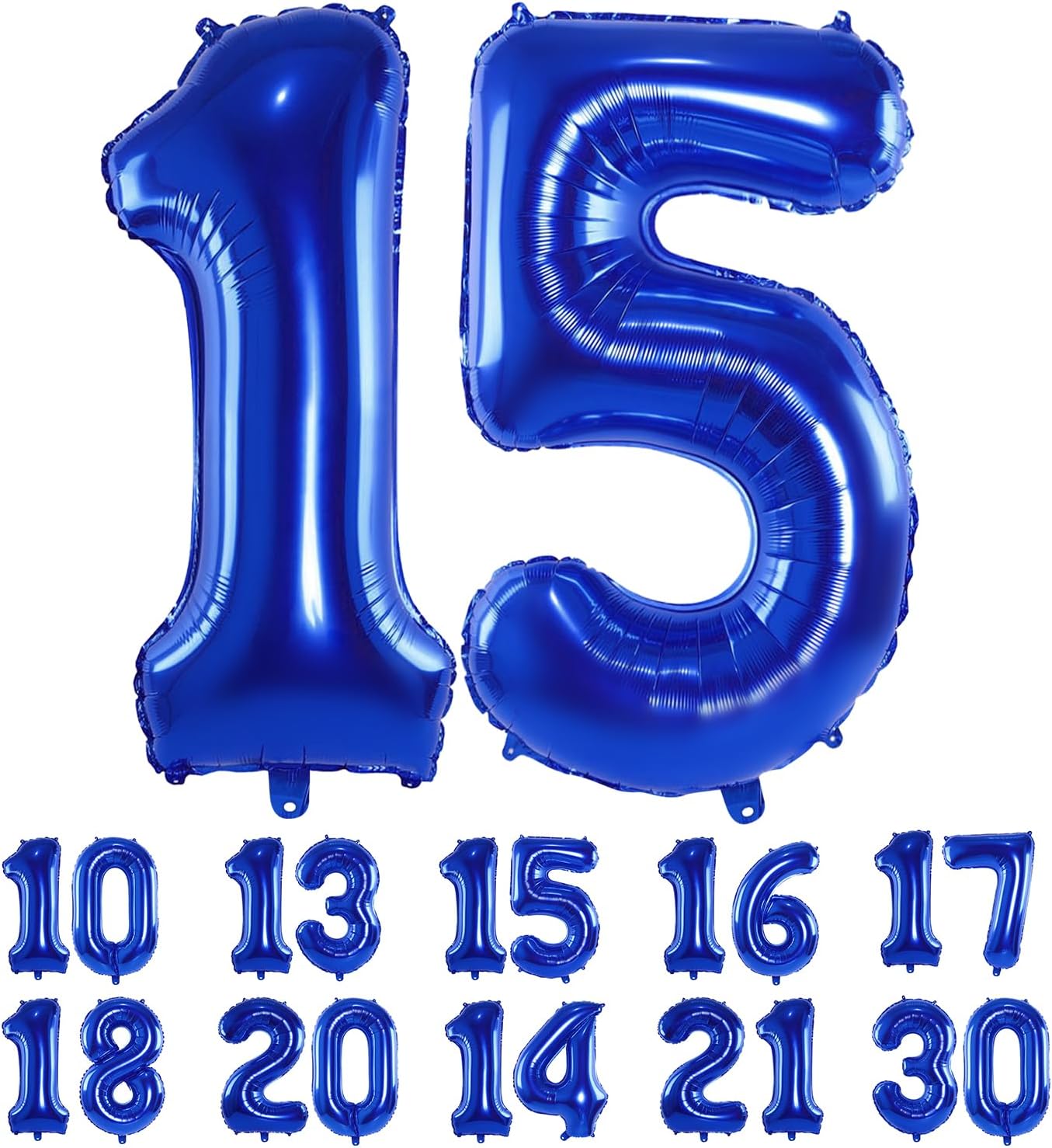 Globos de color azul marino con el número 15 de 40 pulgadas, enormes globos digitales gigantes, globos de helio de números azul oscuro gigantes para
