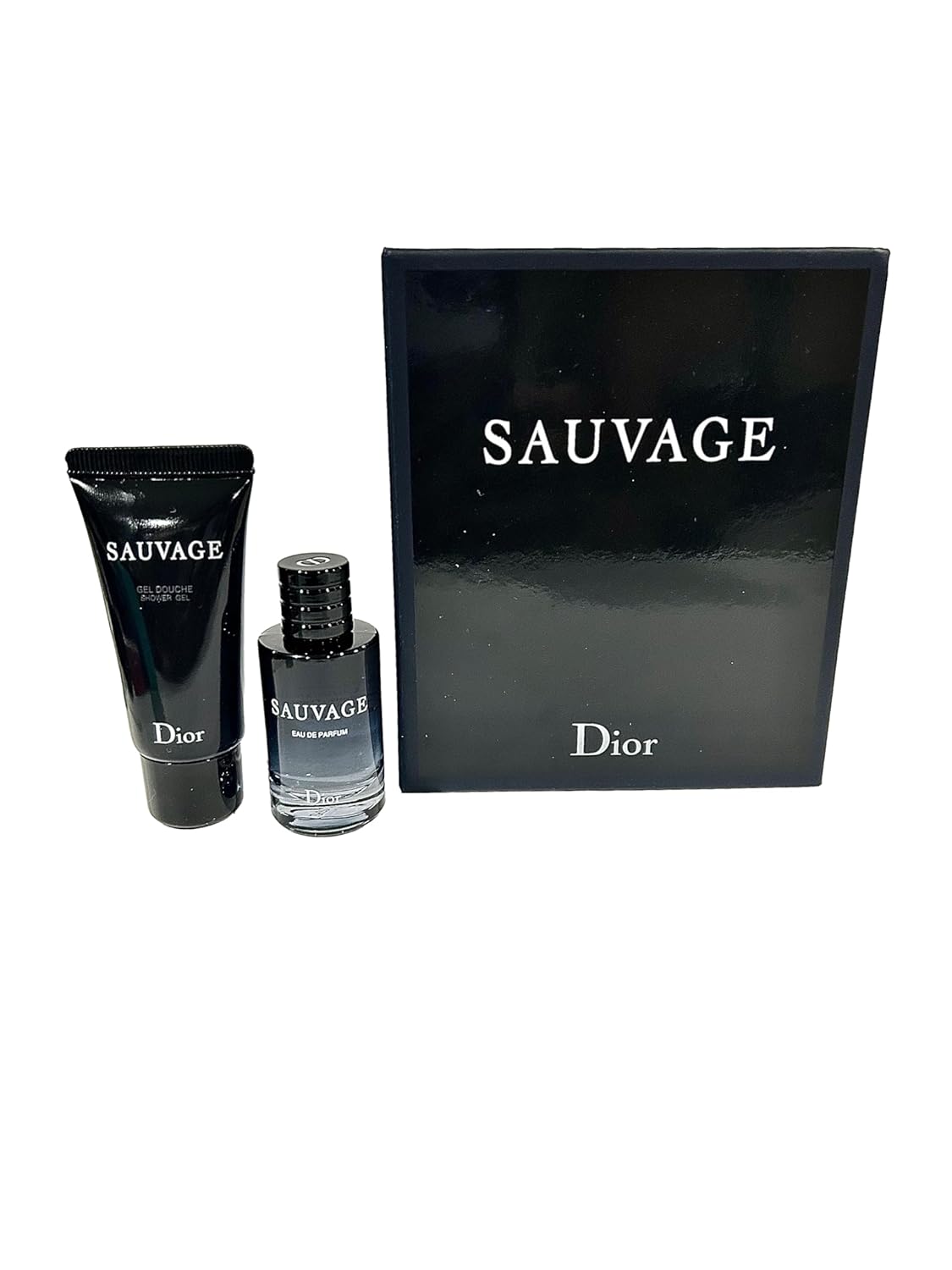 Dior SAUVAGE Perfume & Gel de Ducha Hombre Mini Set de Viaje (Perfume 0.3 fl oz  0.34 Fl Oz y Gel de Ducha 0.7 fl oz)