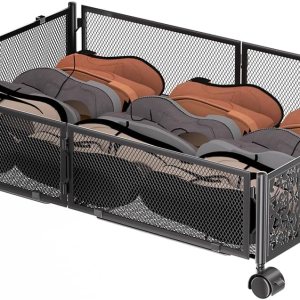 Almacenamiento debajo de la cama con ruedas, cajón de almacenamiento plegable debajo de la cama, montaje sin herramientas, contenedor de metal Almacenamiento debajo de la cama con ruedas, cajón de almacenamiento plegable debajo de la cama, montaje sin herramientas, contenedor de metal