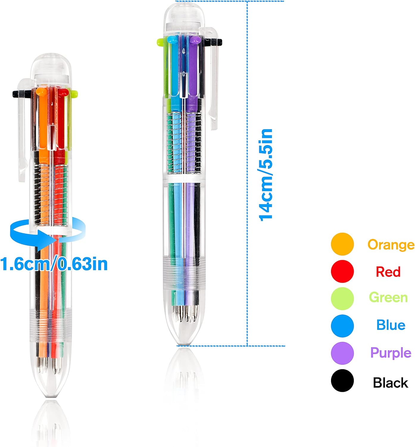 20 bolígrafos multicolor de 6 colores en uno, bolígrafos retráctiles de 0.020 in, bolígrafos de color arcoíris para suministros escolares de