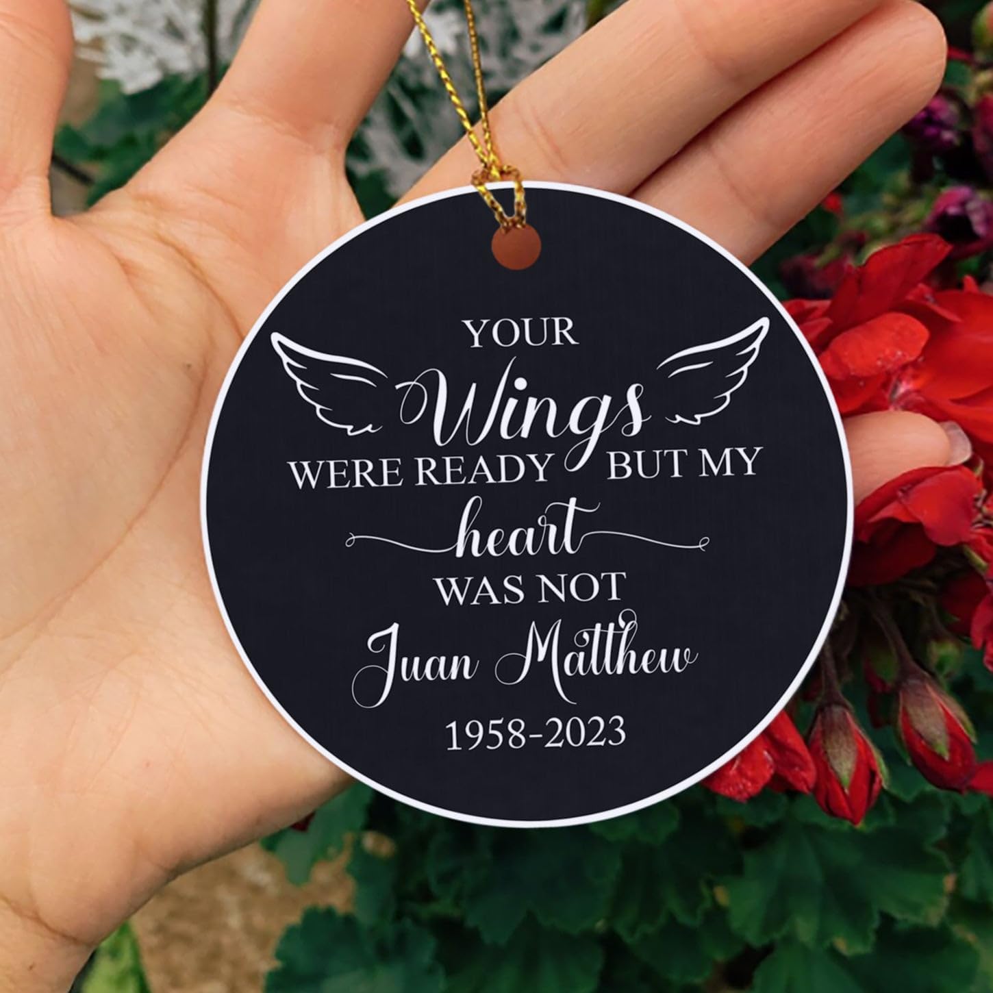 Adorno de Navidad de Your Wings were Ready But My Heart was Not 2024, adornos conmemorativos personalizados de alas de ángel para la pérdida de