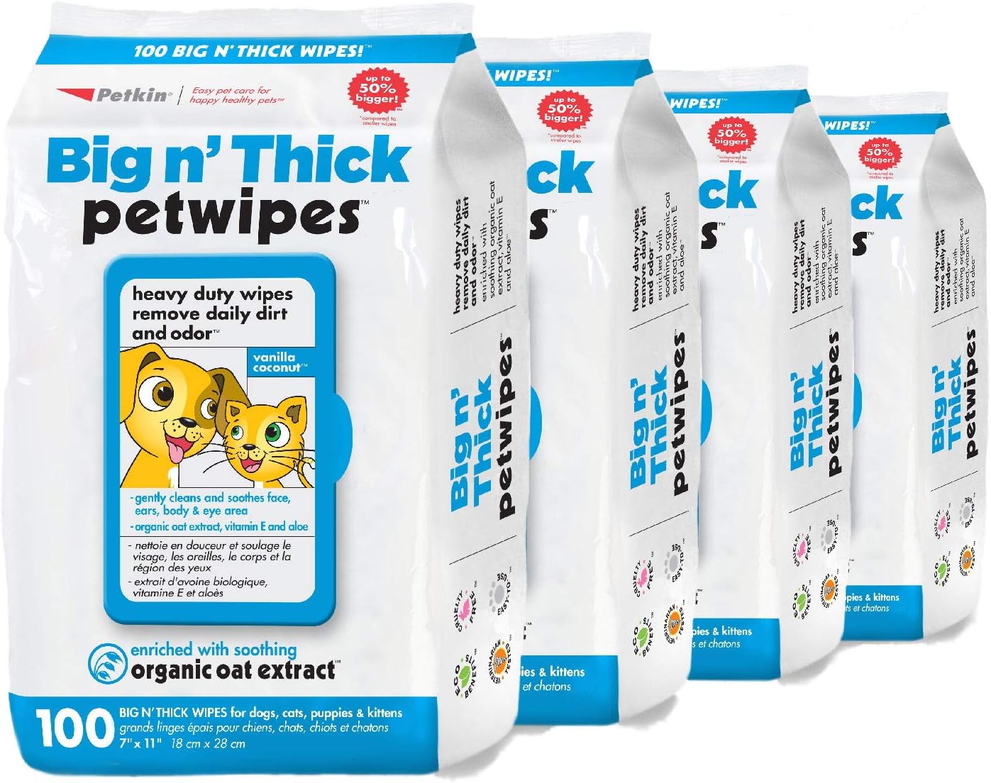 Petkin Pet Wipes for Dogs and Cats, 400 Wipes – Large Pet Wipes for Dogs and Cats – Cleans Ears, Face, Butt, Body and Eye Area – Convenient, Ideal