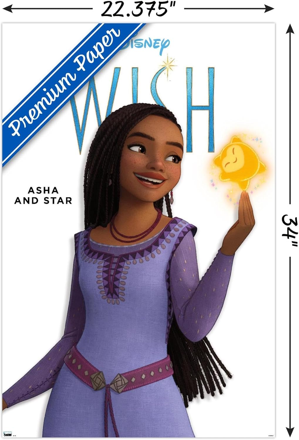 Trends International Disney Wish – Póster de pared Asha Feature Series, 22.37 x 34.00 pulgadas, paquete de póster y clip prémium