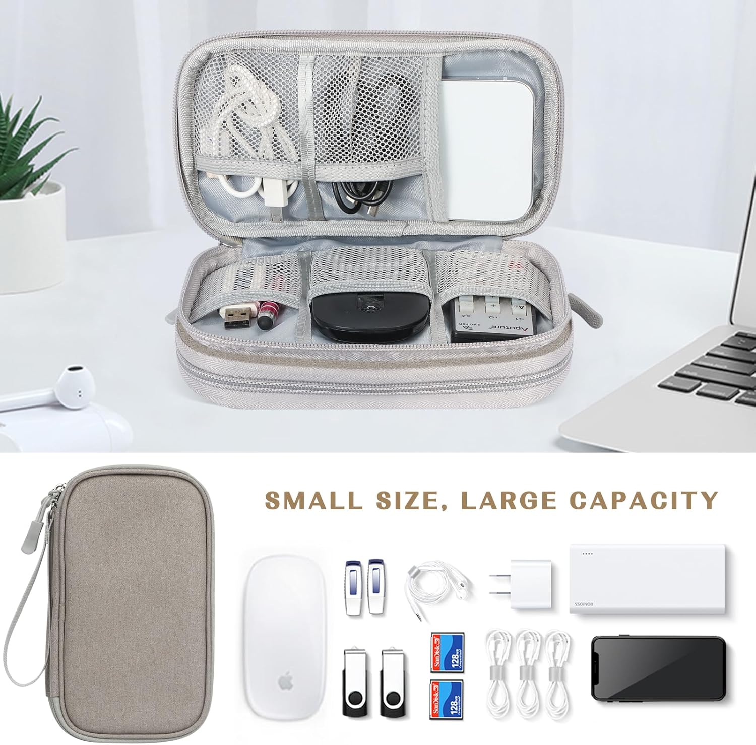 FYY Organizador electrónico, organizador de cables de viaje, bolsa de transporte para accesorios electrónicos, portátil, impermeable, doble capa,