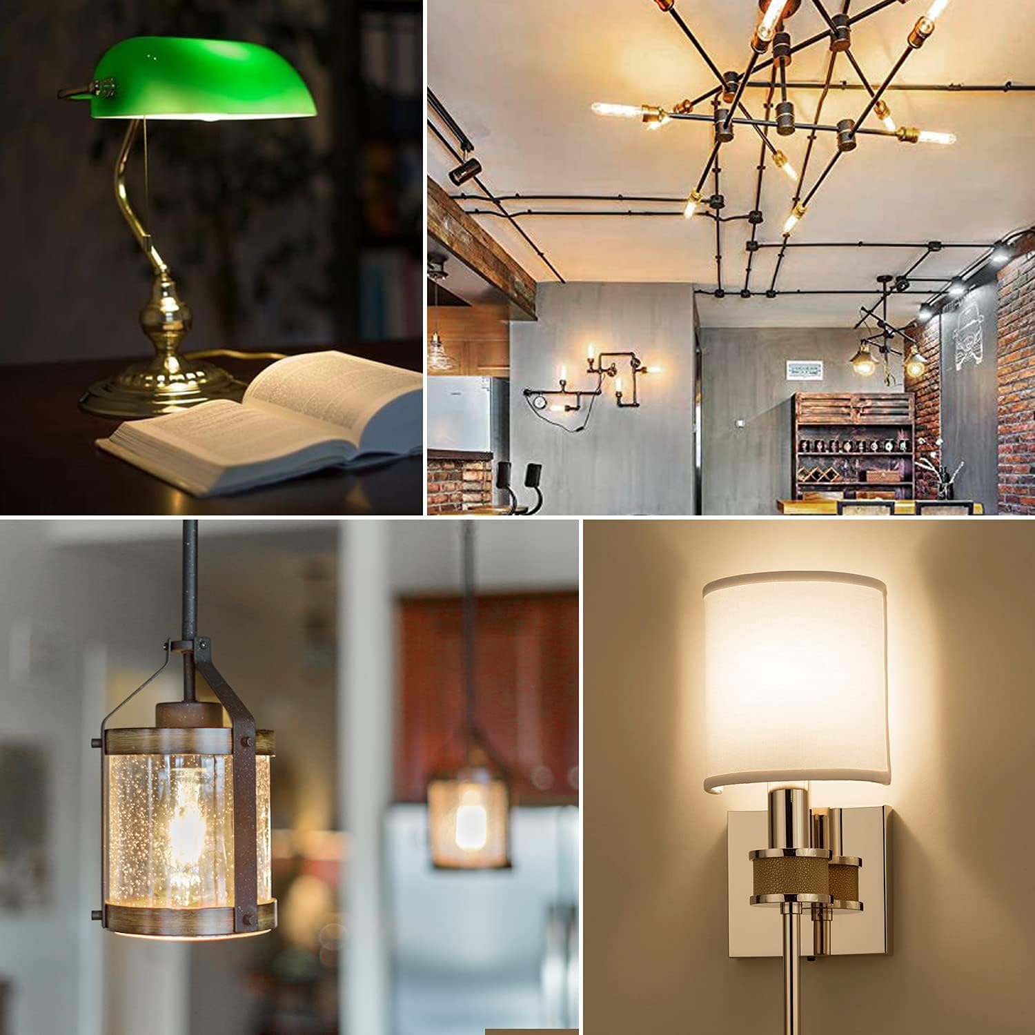 LUXRITE Bombilla LED T10, equivalente a 5 W  60 W, blanco suave de 3000 K, bombilla de filamento Edison vintage, 500 lúmenes, bombilla tubular,