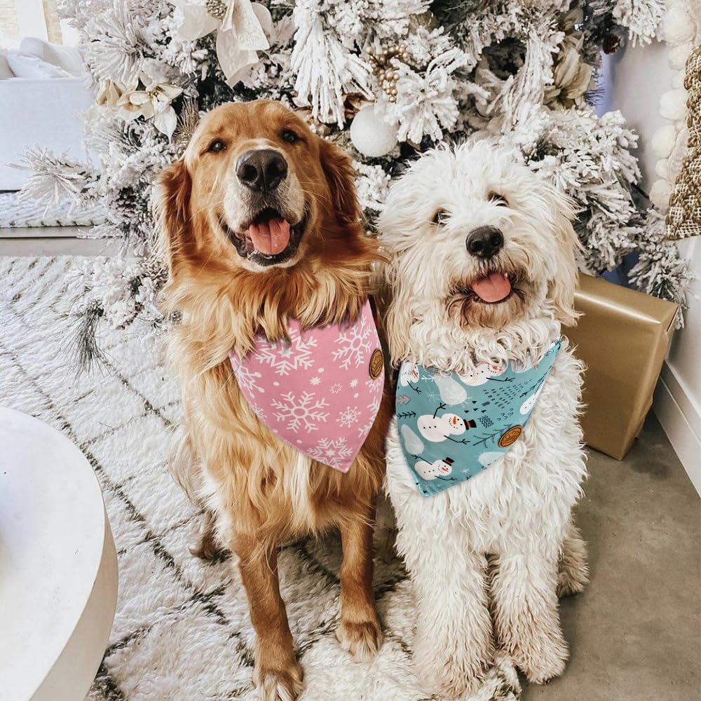 CROWNED BEAUTY Bandanas navideñas reversibles para perros, paquete de 2 unidades, juego de invierno fantasma, bufandas triangulares ajustables para