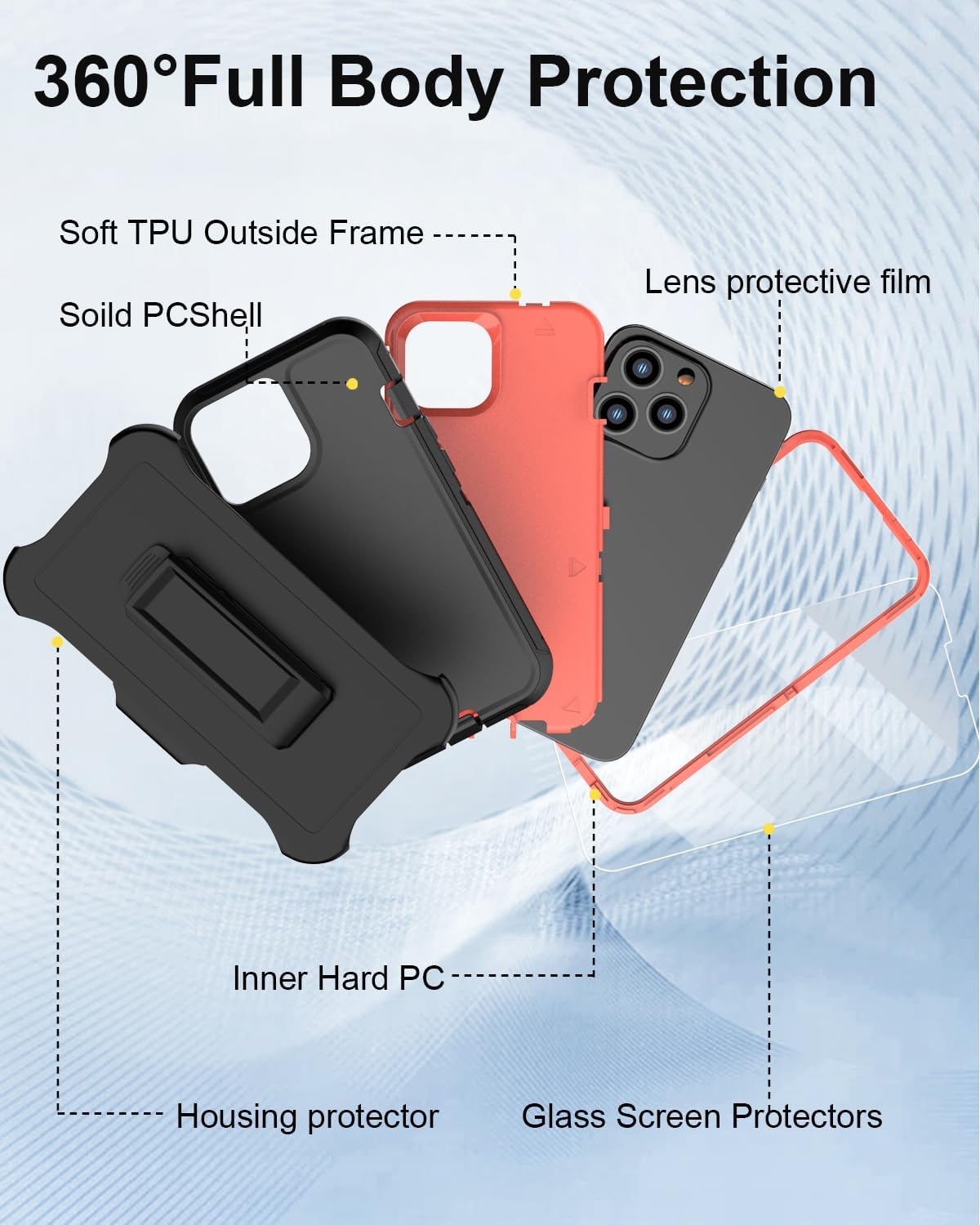 Designed for iPhone 11 Pro Max Case 3-in-1 Full Body Rugged Protection Belt Clip Kickstand with 2 Screen Protectors, Heavy Duty Military Grade Drop