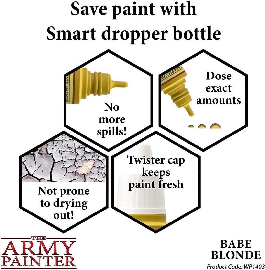 The Army Painter Babe Blonde Warpaint – Pintura acrílica no tóxica a base de agua muy pigmentada para juegos de rol de mesa, juegos de mesa y juegos