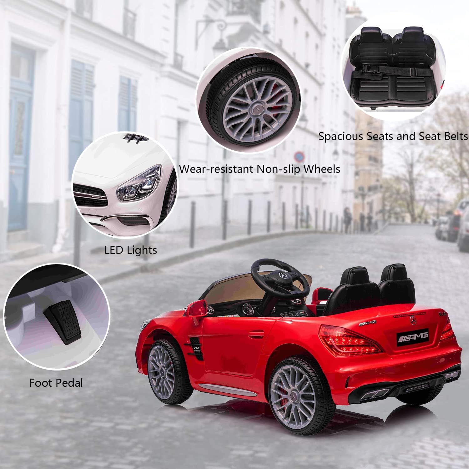 Coche eléctrico para niños de 12 V con control remoto para padres, ruedas eléctricas, 2 plazas, música, regalos de cumpleaños de Navidad para niños